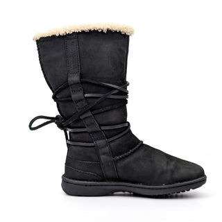 UGG Women Catalina Black Sheepskin Lining Wrap Laces Snow Winter Size 6