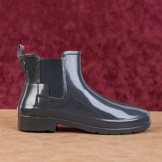 Hunter Refined Slim Nebula Grey Gloss Women Rain Boots size 10