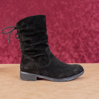 Sofft Women Sharnell Low Distress Black Suede Back Lace-up Mid Calf boots sz 8