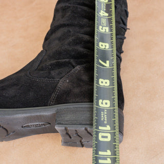 Sofft Women Sharnell Low Distress Black Suede Back Lace-up Mid Calf boots sz 8