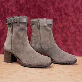 Trask Women Madison Waterproof Grey Suede Moto Biker Buckle Boots size 11