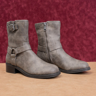 Open Edit Women Jab Moto Festival Grey Vegan Leather Harness Boots sz 9.5