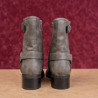 Open Edit Women Jab Moto Festival Grey Vegan Leather Harness Boots sz 9.5