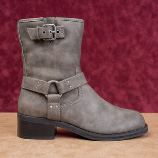 Open Edit Women Jab Moto Festival Grey Vegan Leather Harness Boots sz 9.5