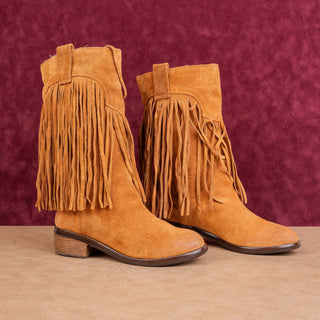 Lucky Brand Women Brown Suede Boho Western Cottage Frindge Country Boots sz 7