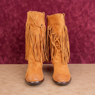 Lucky Brand Women Brown Suede Boho Western Cottage Frindge Country Boots sz 7