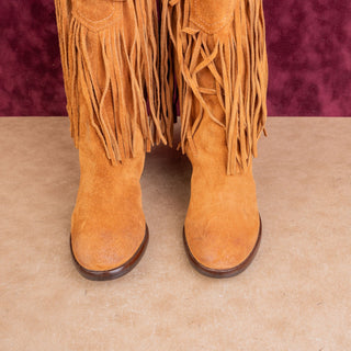 Lucky Brand Women Brown Suede Boho Western Cottage Frindge Country Boots sz 7