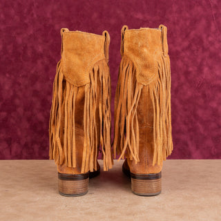 Lucky Brand Women Brown Suede Boho Western Cottage Frindge Country Boots sz 7