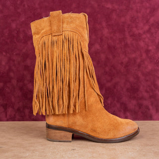 Lucky Brand Women Brown Suede Boho Western Cottage Frindge Country Boots sz 7