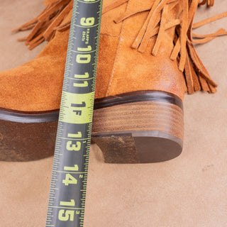 Lucky Brand Women Brown Suede Boho Western Cottage Frindge Country Boots sz 7