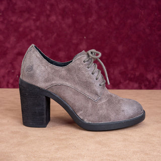 Born Women Jolene Grey Suede Lace-up Heel Fashion Shoes sz 7.5