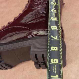 Tory Burch Wmn Miller Shearling Lined Burgundy Leather Zip Combat Boots sz 7