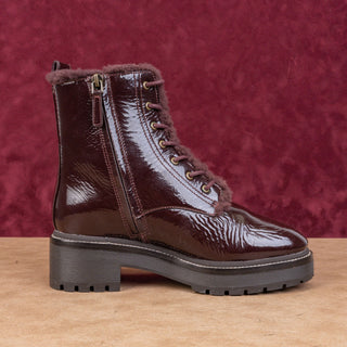 Tory Burch Wmn Miller Shearling Lined Burgundy Leather Zip Combat Boots sz 7