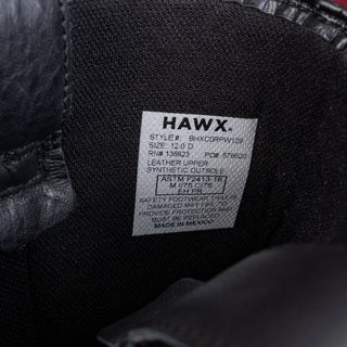 Hawx Men Industrial Black Leather Comp Toe Work Boots sz12