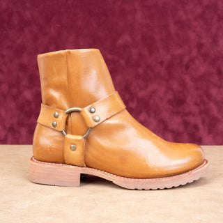 Frye Veronica Harness Short Women Caramel Full Grain Moto Leather Boots sz 9.5