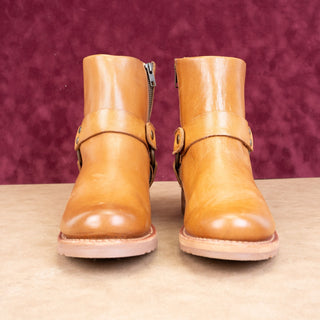 Frye Veronica Harness Short Women Caramel Full Grain Moto Leather Boots sz 9.5