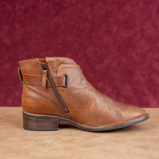 UGG Women Barnett Brown Leather Zip Festival Low Western Ankle Boots sz 6