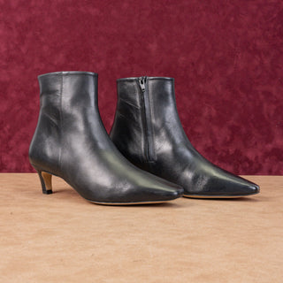 Bibi Lou Women Magda Black Leather Kitten Heel Dress Zip Ankle Boots 10US EUR40