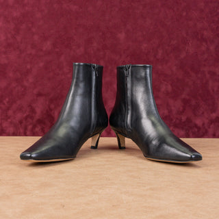 Bibi Lou Women Magda Black Leather Kitten Heel Dress Zip Ankle Boots 10US EUR40