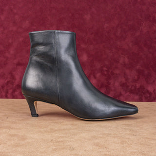 Bibi Lou Women Magda Black Leather Kitten Heel Dress Zip Ankle Boots 10US EUR40