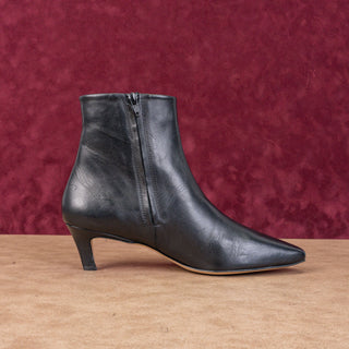 Bibi Lou Women Magda Black Leather Kitten Heel Dress Zip Ankle Boots 10US EUR40