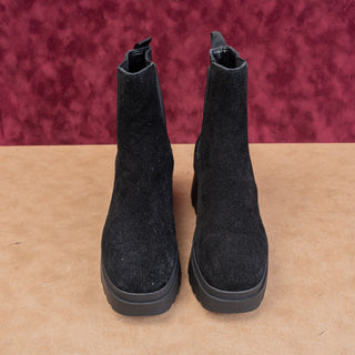 Calvin Klein Women Nevia Black Suede Platform Slip on Chelsea Ankle Boots sz 8