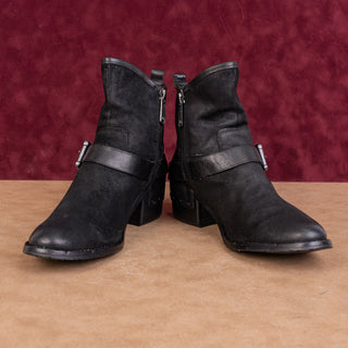 Donald Pliner Women Wade Stud Strap Moto Biker Black Leather Boots size 7