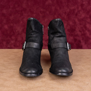 Donald Pliner Women Wade Stud Strap Moto Biker Black Leather Boots size 7