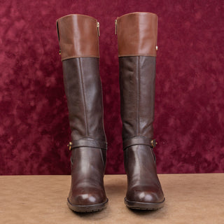 Bandolino Women Brown Leather Vintage Retro Y2K Riding Equestrian Boots sz 7.5