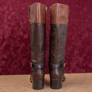 Bandolino Women Brown Leather Vintage Retro Y2K Riding Equestrian Boots sz 7.5