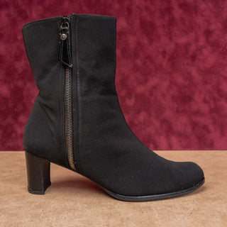 Stuart Weitzman Women Vintage Y2K Black Fabric Retro Zip Ankle Boots sz 8.5