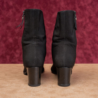 Stuart Weitzman Women Vintage Y2K Black Fabric Retro Zip Ankle Boots sz 8.5