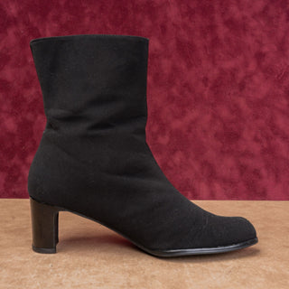 Stuart Weitzman Women Vintage Y2K Black Fabric Retro Zip Ankle Boots sz 8.5