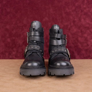 Roberto Cavalli Class Women Black Leather Moto Biker Festival Boots 10US EUR41