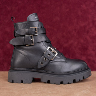Roberto Cavalli Class Women Black Leather Moto Biker Festival Boots 10US EUR41