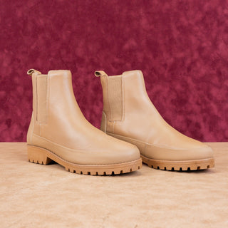 Rebecca Allen Women Brown Leather Weather Chelsea Lug Ankle Boots sz 7.5