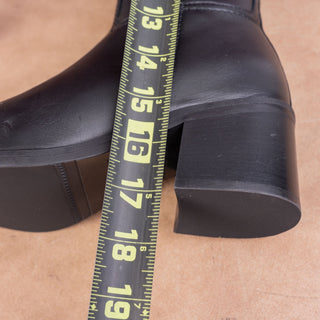 La Canadienne Women Jack Waterproof Festival Square Black Leather Zip Boots sz 7