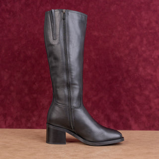 La Canadienne Women Jack Waterproof Festival Square Black Leather Zip Boots sz 7