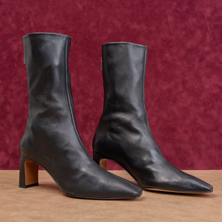 Lafayette 148 Wmn Anna Dress Back Zip Square Mid Leather Boots size 6.5US EUR37