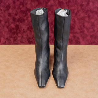 Lafayette 148 Wmn Anna Dress Back Zip Square Mid Leather Boots size 6.5US EUR37