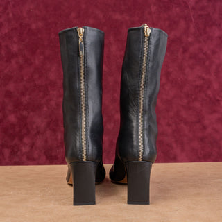 Lafayette 148 Wmn Anna Dress Back Zip Square Mid Leather Boots size 6.5US EUR37
