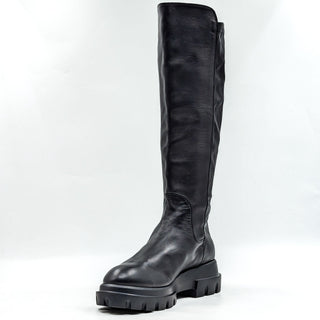 AGL Women Malika Platform Black Leather Lug Knee Boots size 10-10.5US EUR 41