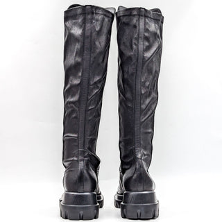 AGL Women Malika Platform Black Leather Lug Knee Boots size 10-10.5US EUR 41