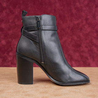Michael Kors Women Black Leather Heel Zip Round Fashion Dress Boots sz 7