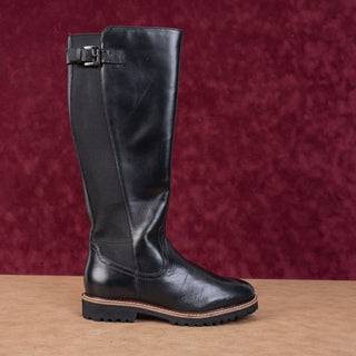 Softwalk Women Inara Black Zip Stretch Leather Riding Knee High Boots sz 7