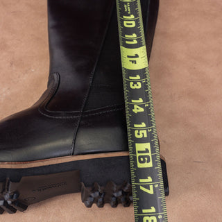 Softwalk Women Inara Black Zip Stretch Leather Riding Knee High Boots sz 7