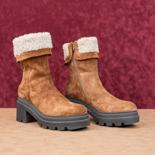 Voile Blanche Women Brown Suede Zip Fleece Lined Winter Boots sz 8.5US EUR39