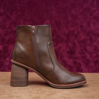Korks Women Destiny Block Retro Zip Brown Vegan Leather Boots size 11