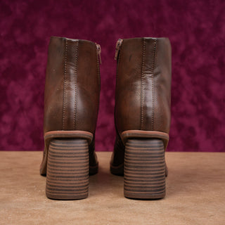 Korks Women Destiny Block Retro Zip Brown Vegan Leather Boots size 11