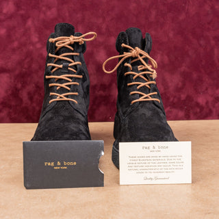 Rag&Bone Women Sloane Black Suede Combat Lace-up Ankle Boots 9US EUR 39.5